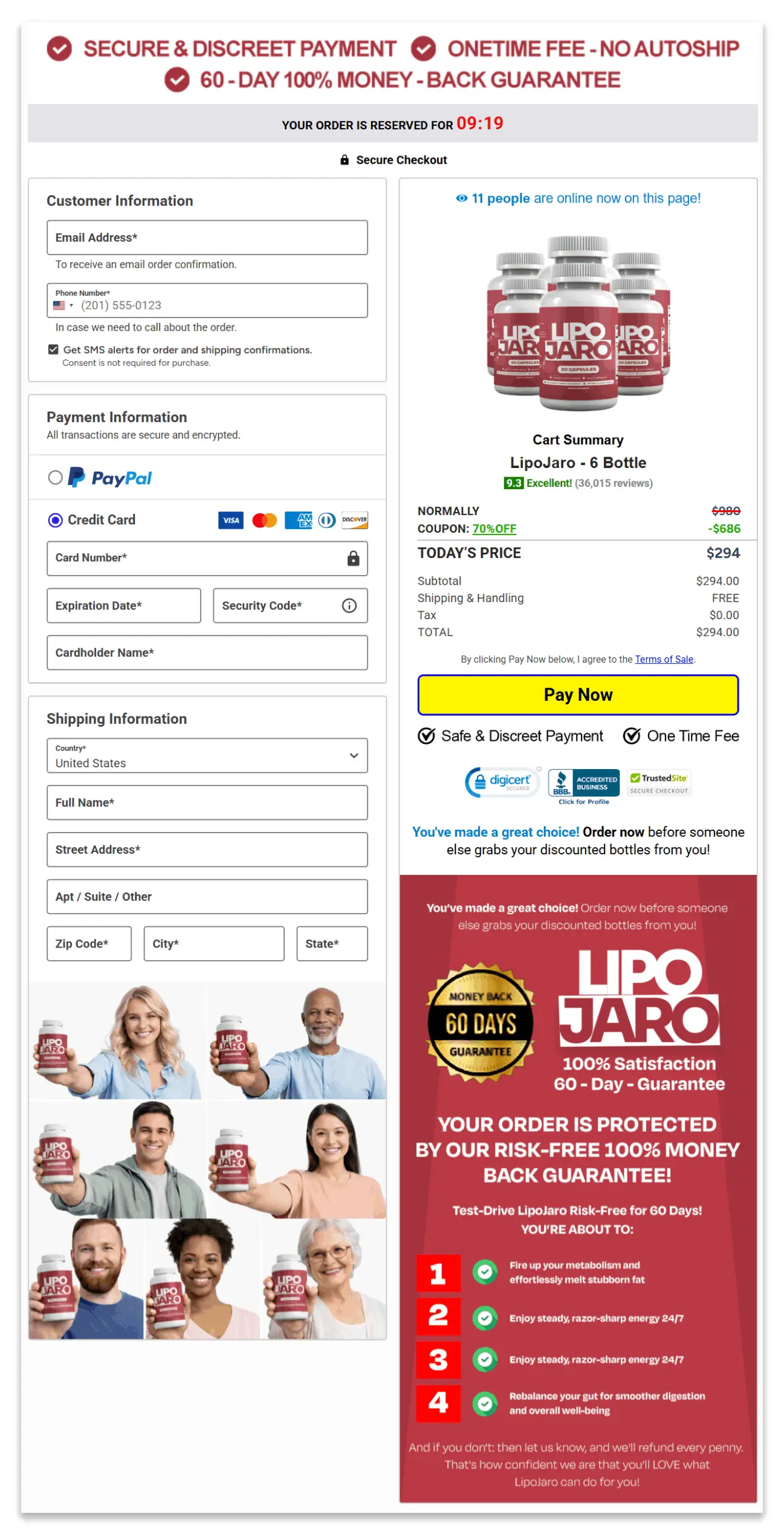 LipoJaro Secure Checkout Page